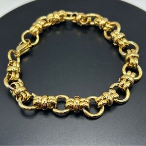 New - Stainless Steel With Gold Tone Overlay Link Bracelet